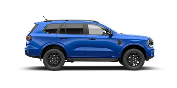 Blue Ford Everest, side view